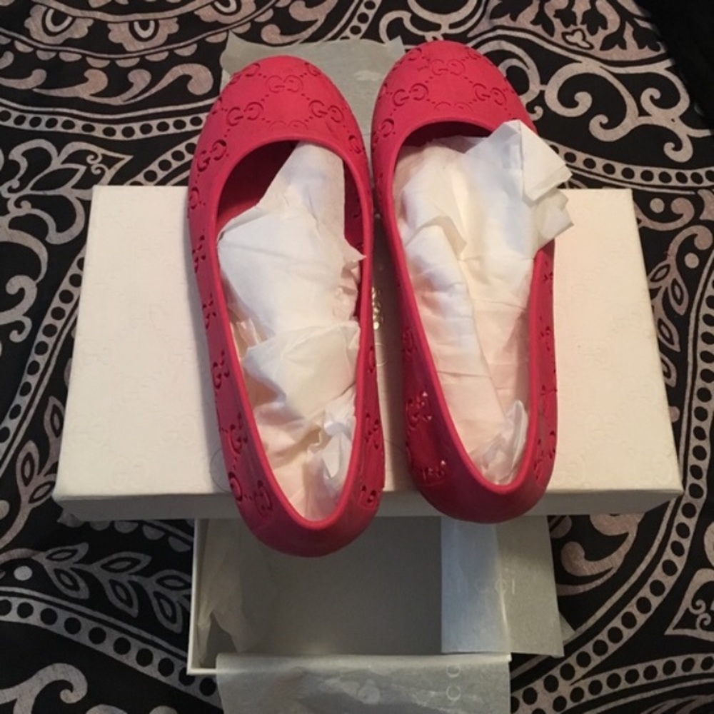 Girls Pink Gucci Rubber Flats Size 31 ( us 13 )